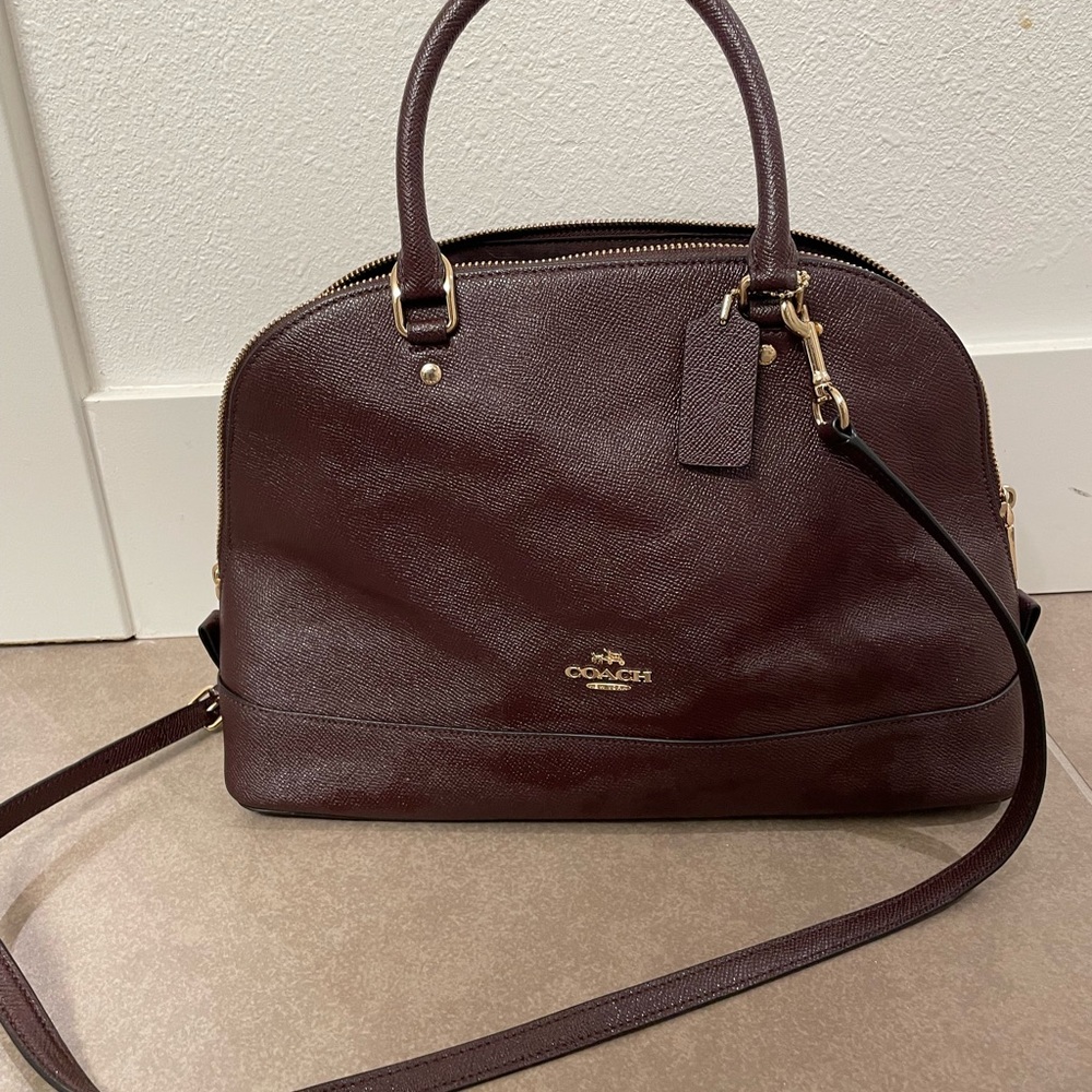 Coach Katy Satchel Burgundy/ Gold Crossbody